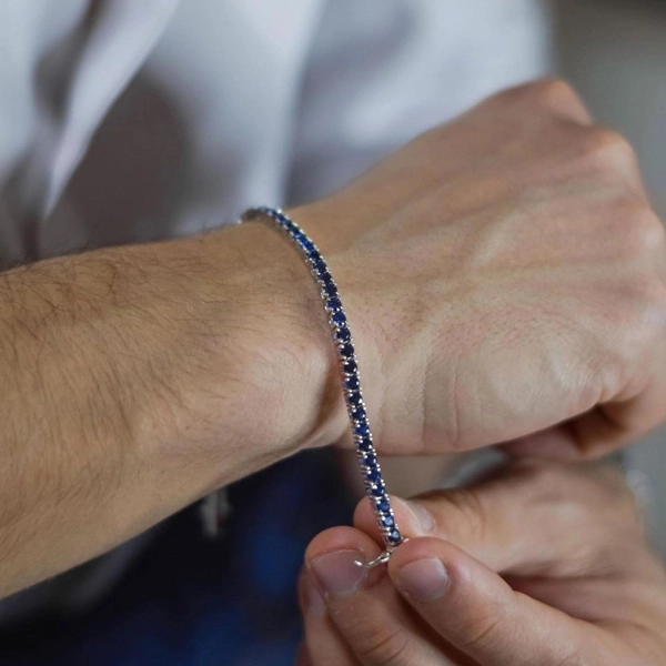 Bracciale Cometa in argento con dettagli in blu