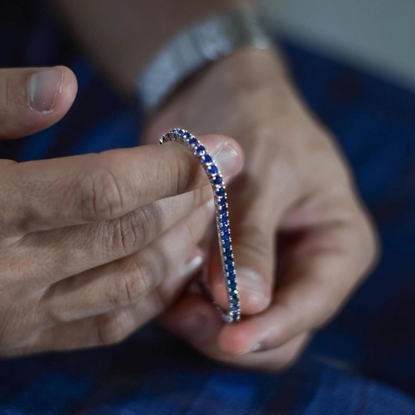 Bracciale Cometa in argento con dettagli in blu